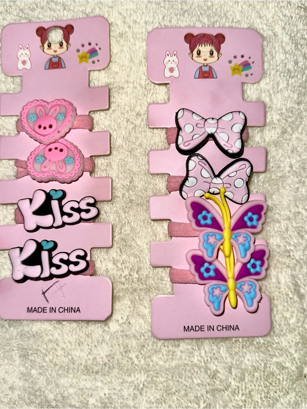 6 Pack Kawaii Cartoon Hair Ties Incomplete Lot Minnie Hello Kitty Y2K Craft